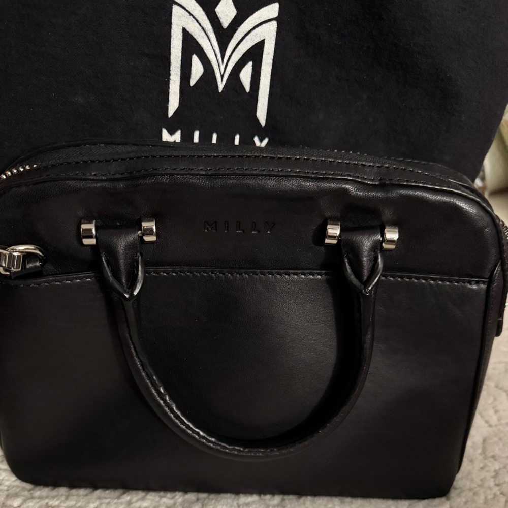 Black genuine leather Milly handbag - black